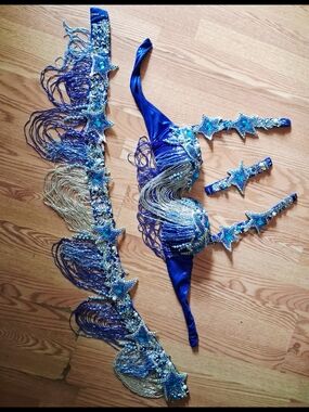 Mermaid Royal Blue Star-Embellished Dance Bra & Belt Set